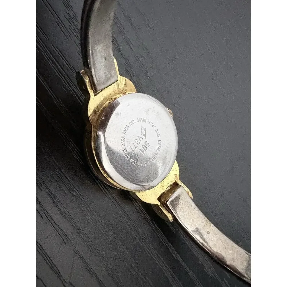 Vintage Riders Women’s Gold Silver Tone Bangle Bracelet Quartz Watch Untested